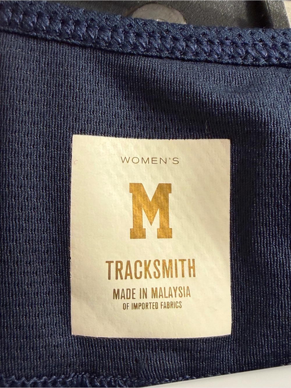 Tracksmith Navy Van Cortlandt Women's Tank with Cream Logo Accent - Picture 2 of 4